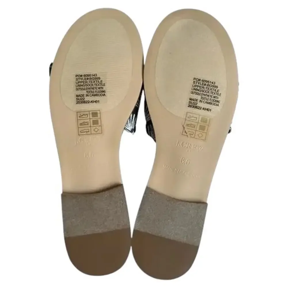 J.Crew Black Ivory Printed Knot Slide Sandals, US6.5